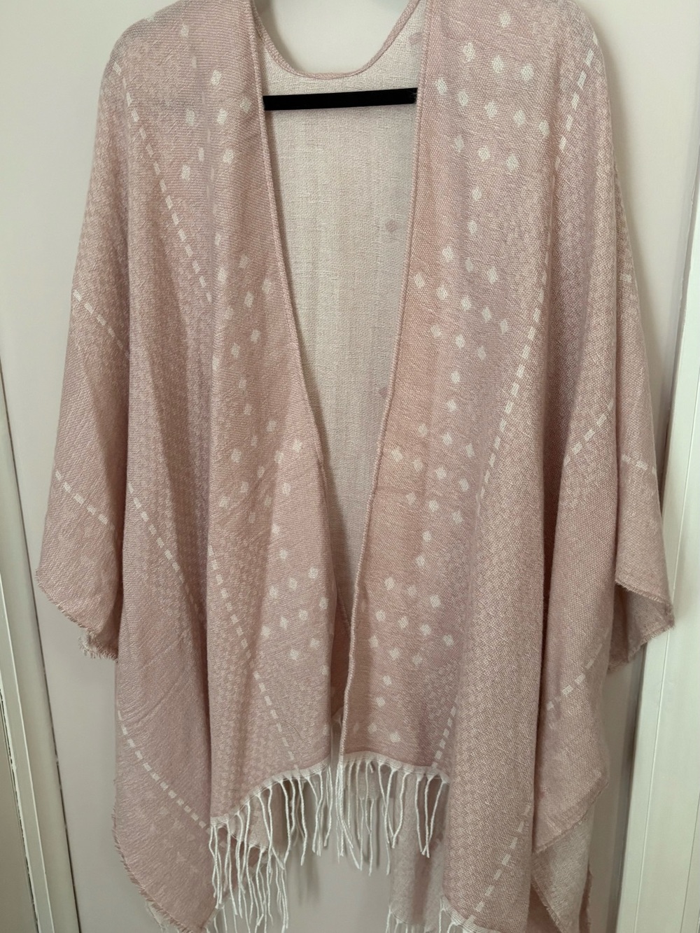 Gentle Fawn Pale Pink Fringe Open-Front Poncho